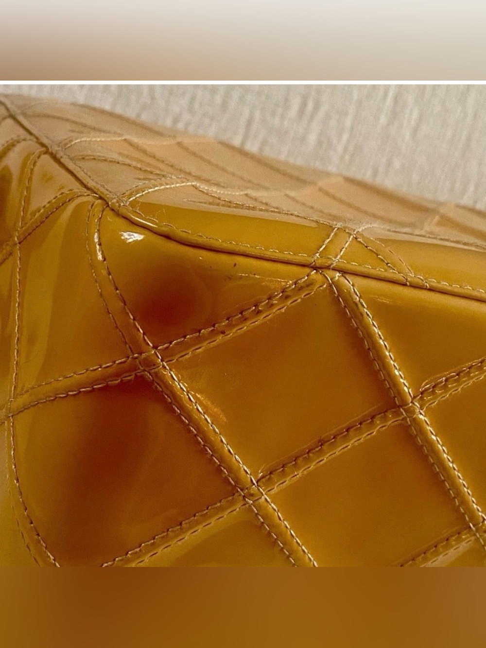 CHANEL EUC Vintage (2001) Yellow Patent Leather Camera Bag - Picture 6 of 14
